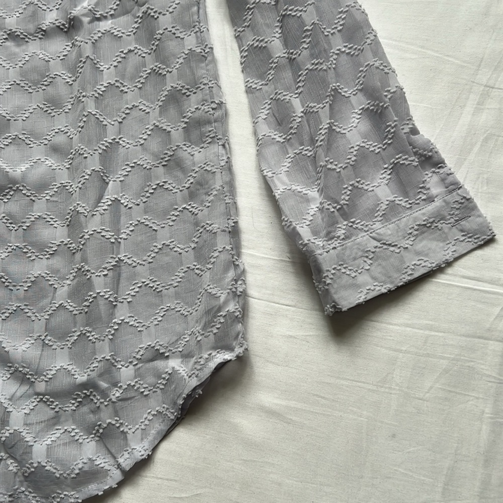 Sheer Long Sleeve Button Down Blouse - Picture 6 of 11